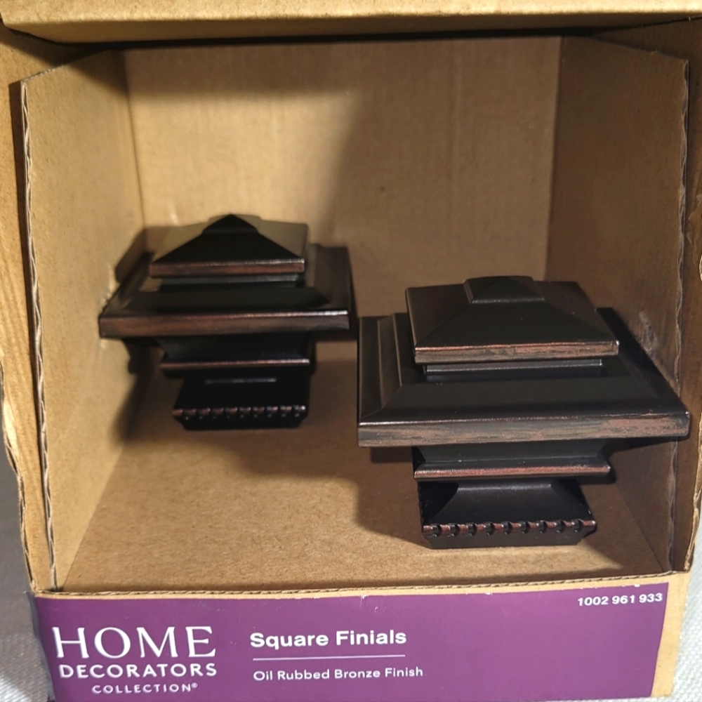 HOME DECORATORS COLLECTION BRONZE FINISHED SQUARE FINIALS